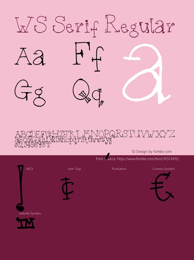 WS Serif Regular Version 1.00 July 7, 2010, initial release Font Sample