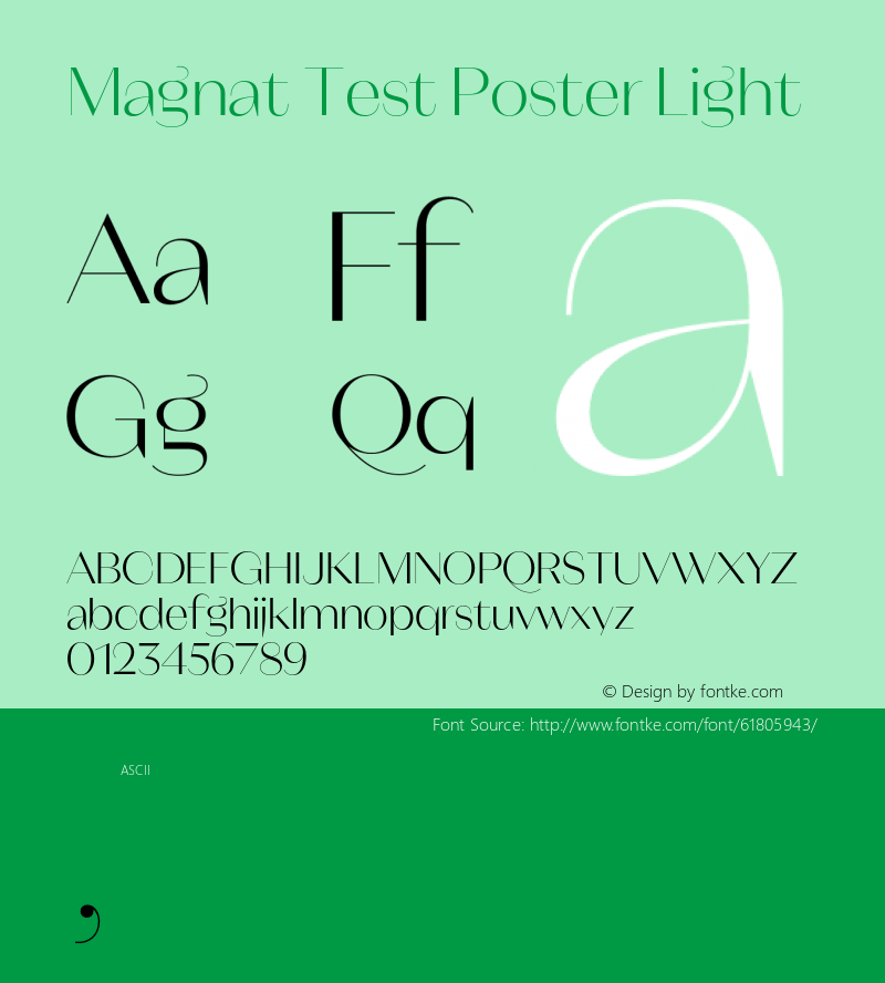 Magnat Test Poster Light Version 1.000;PS 001.000;hotconv 1.0.88;makeotf.lib2.5.64775 Font Sample