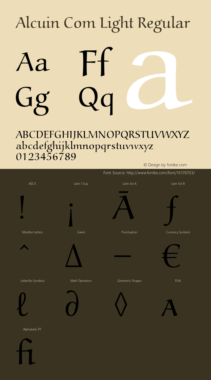 Alcuin Com Light Regular Version 1.01 Font Sample