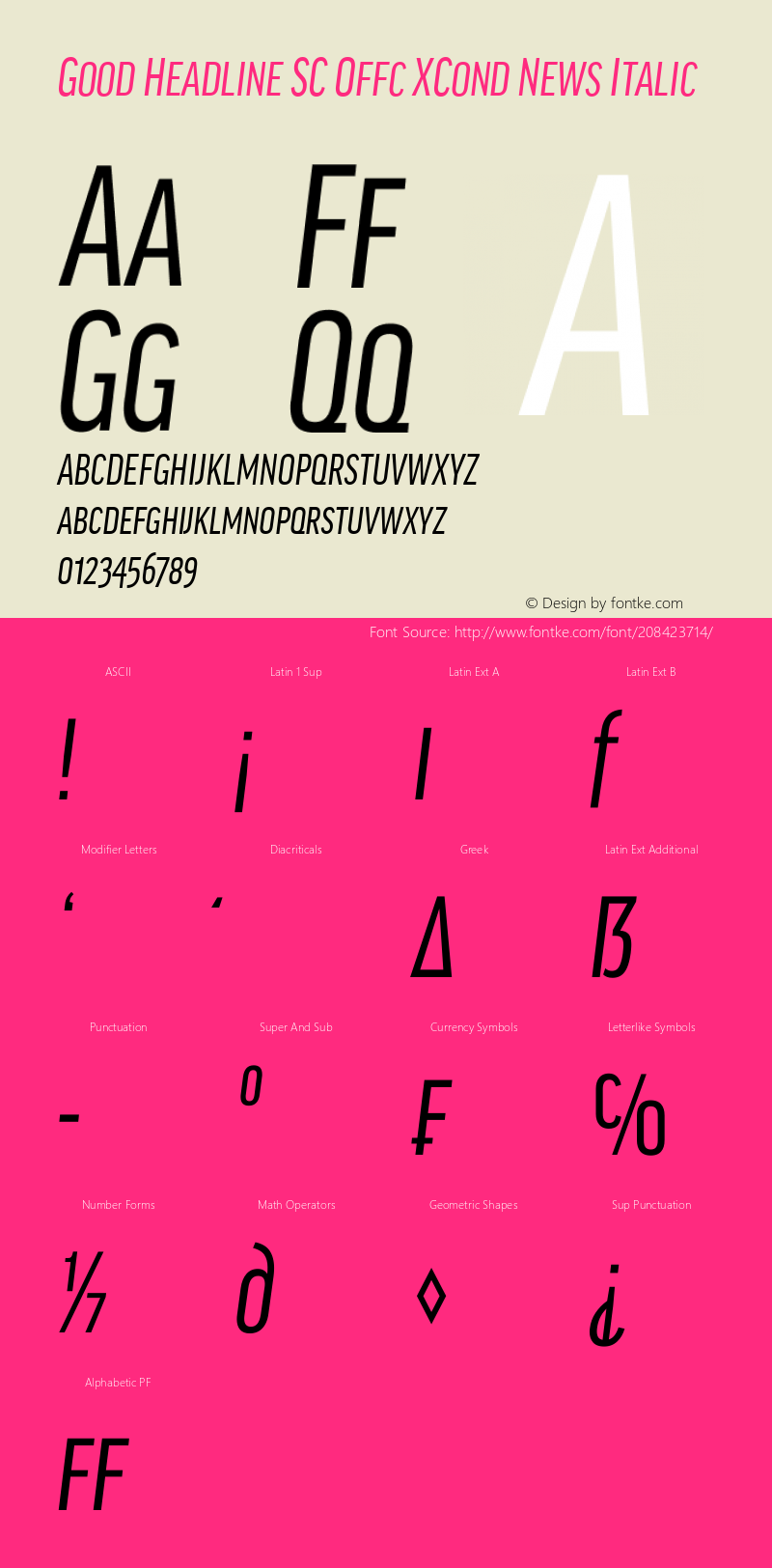 Good Head SC Offc XCond News Italic Version 7.504; 2014; Build 1020图片样张