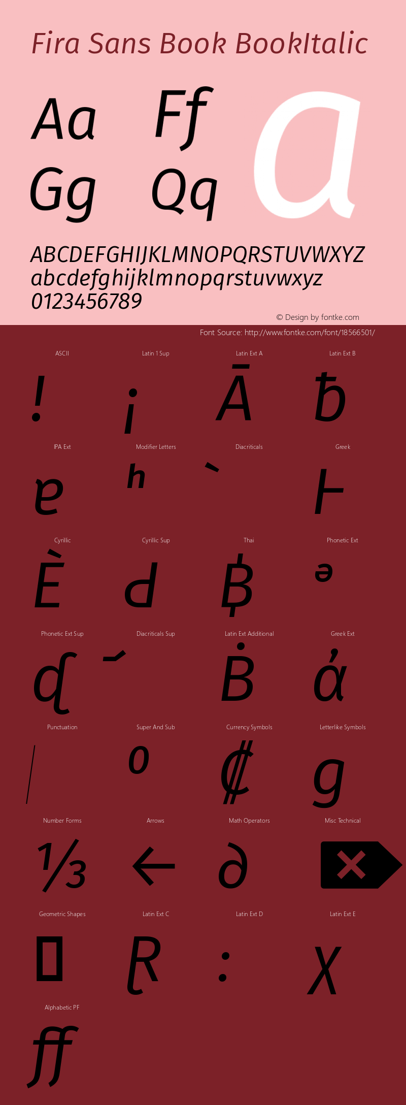 Fira Sans Book BookItalic Version 004.203 Font Sample