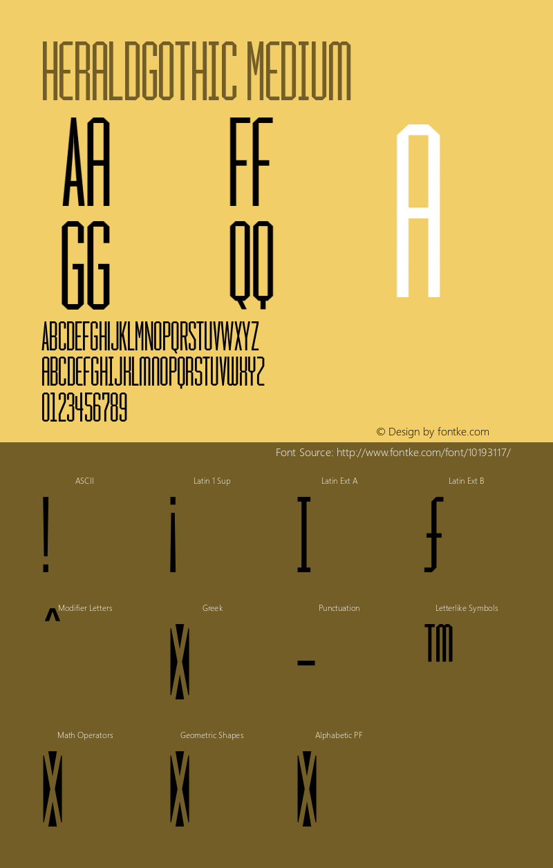 HeraldGothic Medium 001.000 Font Sample