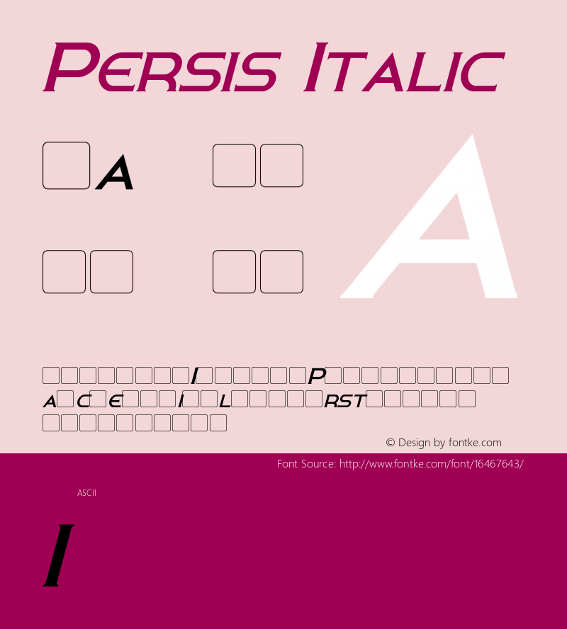 Persis Italic Version 1.00 March 18, 2016, initial release Font Sample