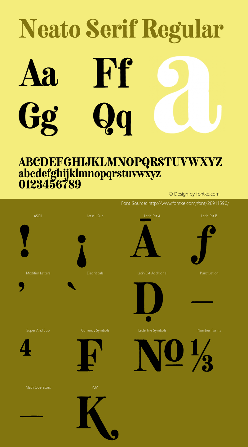 Neato Serif Regular Version 1.000;PS 001.000;hotconv 1.0.88;makeotf.lib2.5.64775 Font Sample