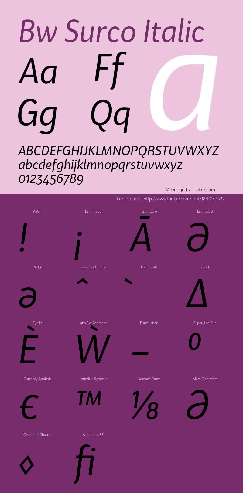 BwSurco-Italic Version 1.000图片样张