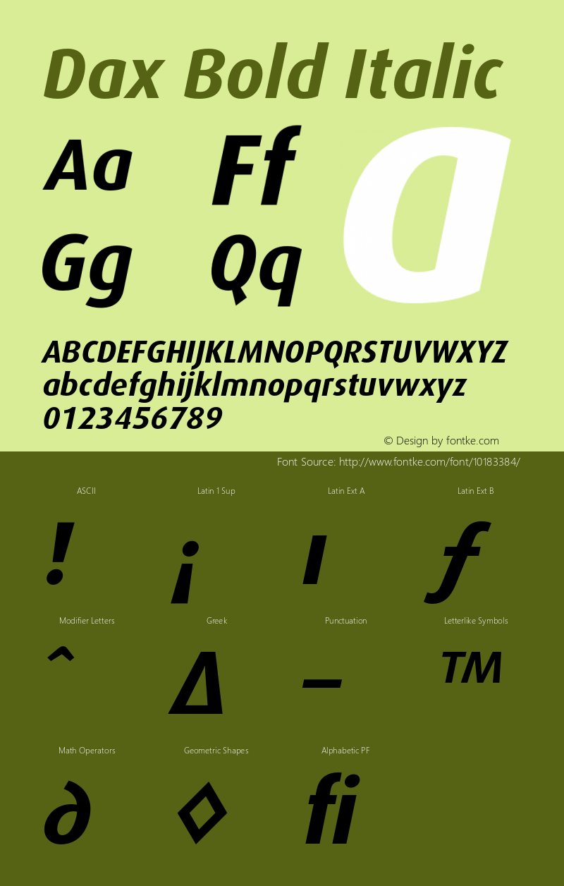 Dax Bold Italic 001.000 Font Sample