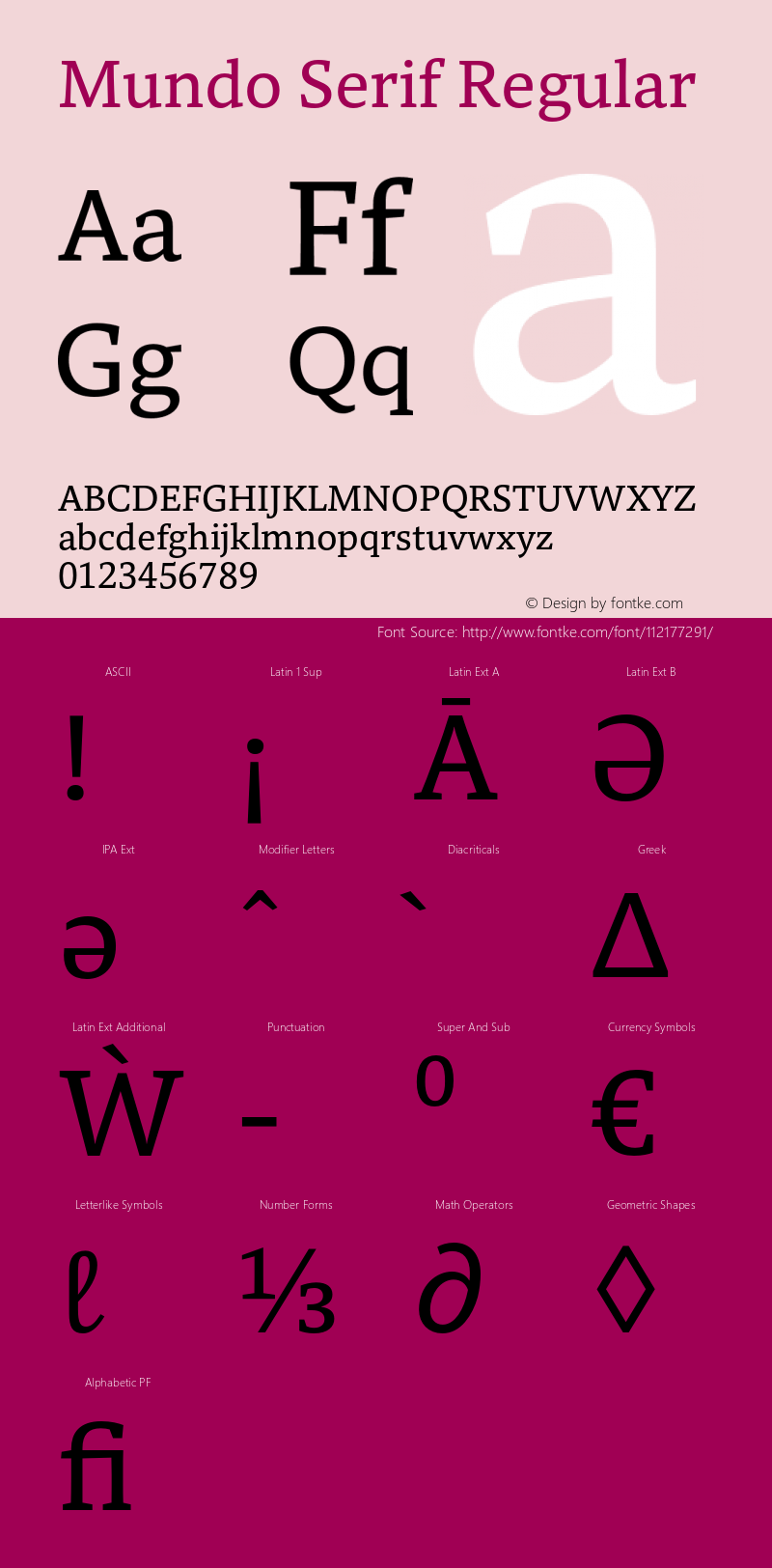 Mundo Serif Regular Version 1.00, build 6, s3 Font Sample