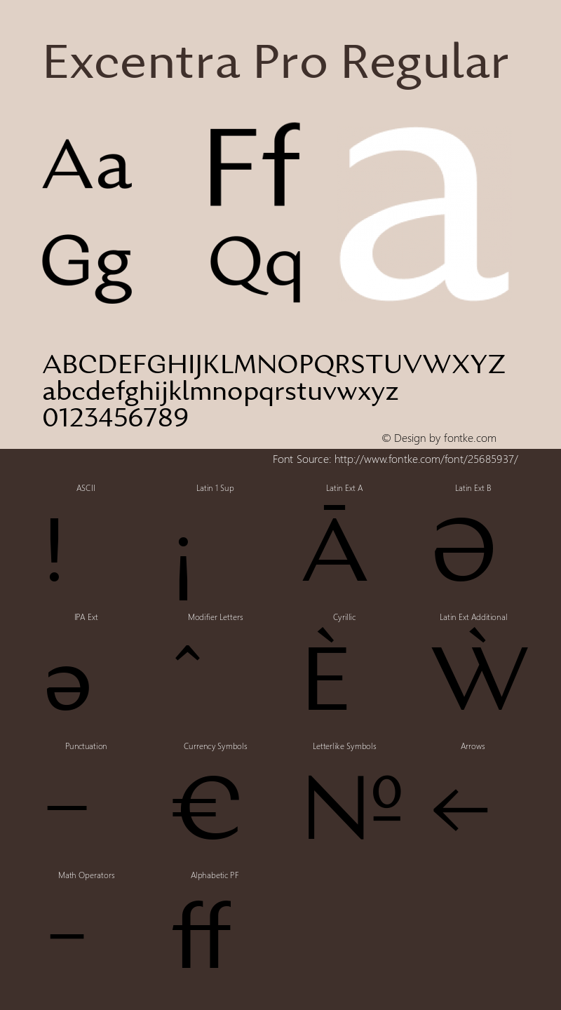 Excentra Pro Regular Version 001.000 Font Sample