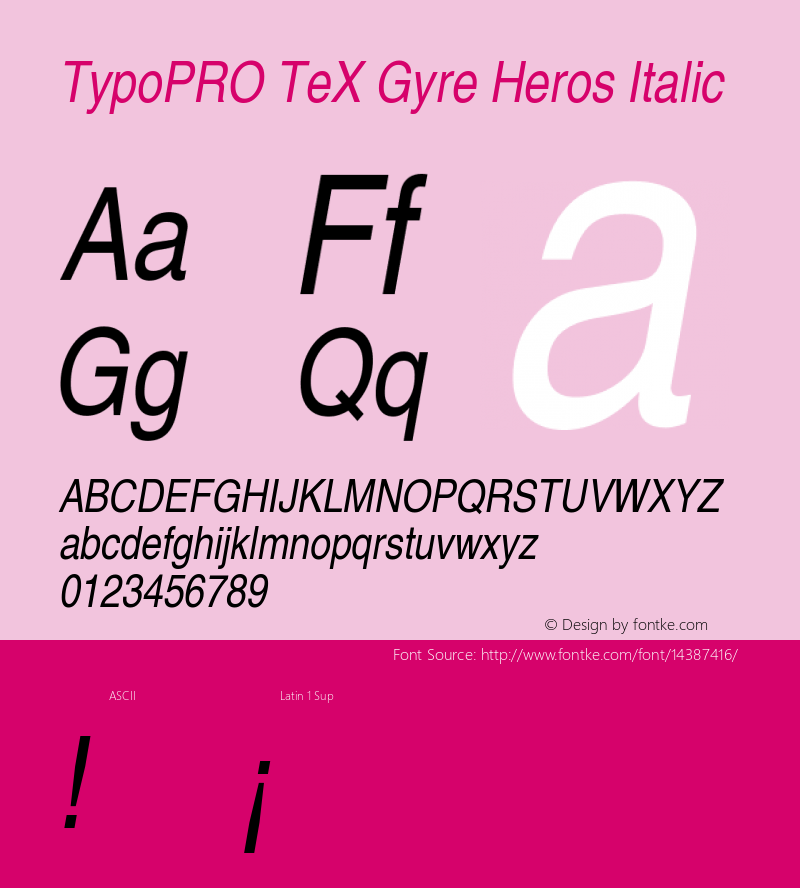 TypoPRO TeX Gyre Heros Italic Version 2.004;PS 2.004;hotconv 1.0.49;makeotf.lib2.0.14853 Font Sample