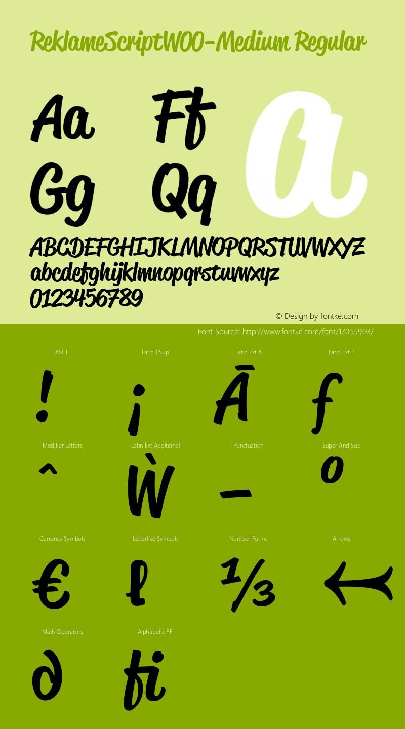 ReklameScriptW00-Medium Regular Version 1.00 Font Sample