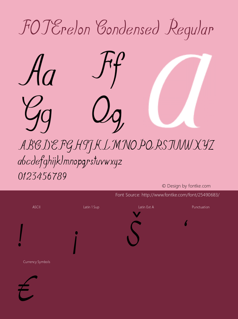 FOTErelon-CondensedRegular Version 1.000 Font Sample