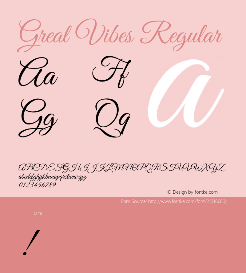 Great Vibes Regular  Font Sample