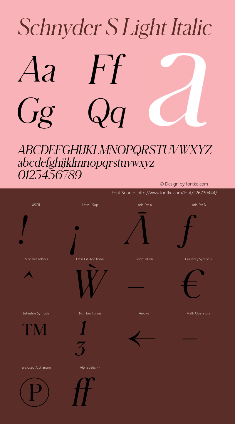 Schnyder S Light Italic Version 1.001 2018图片样张