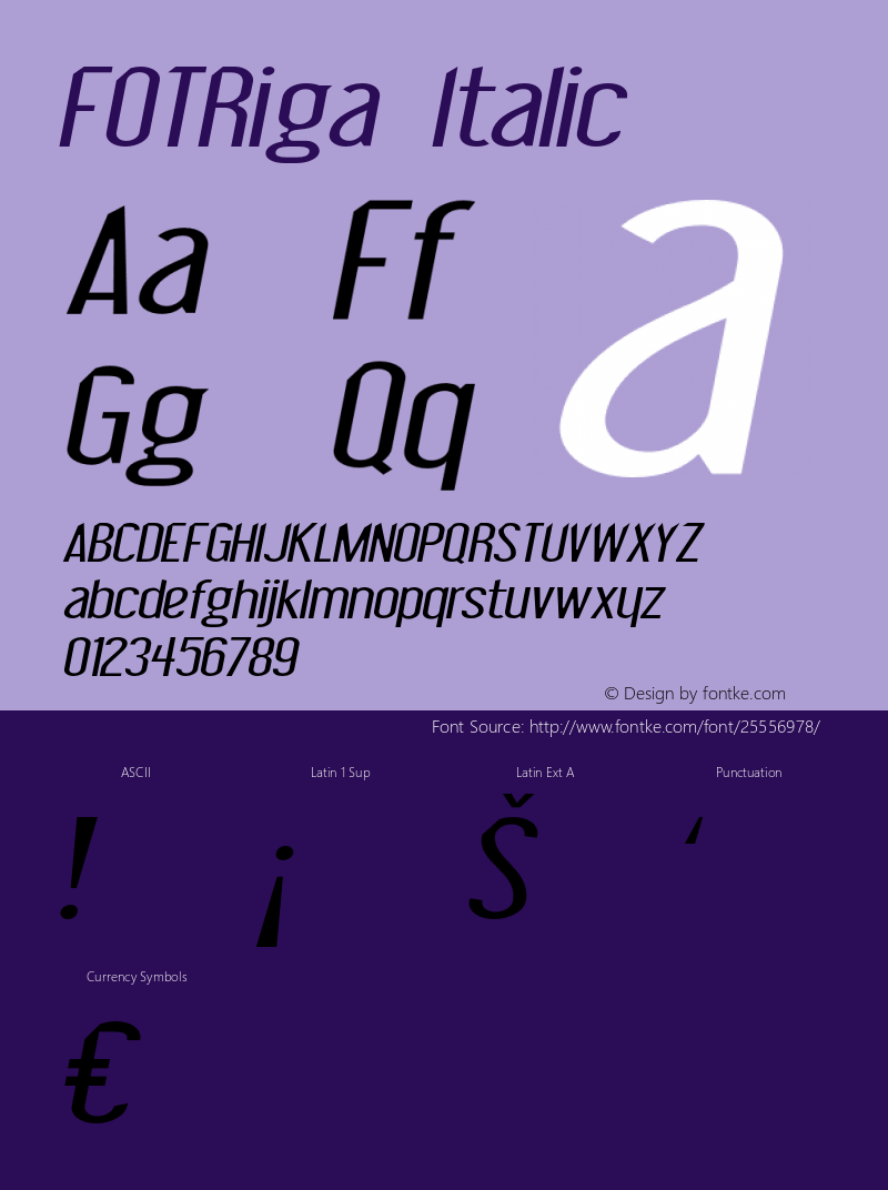 FOTRiga-Italic Version 1.000 Font Sample