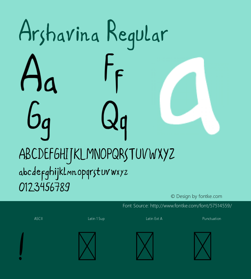 Arshavina Version 1.002;Fontself Maker 3.3.0 Font Sample