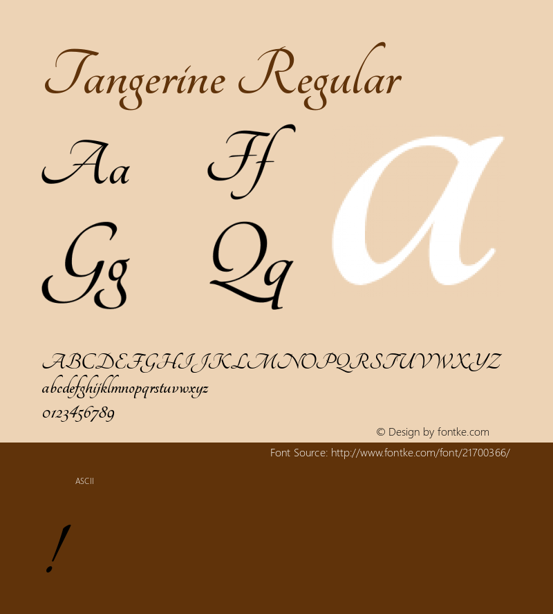 Tangerine Regular  Font Sample