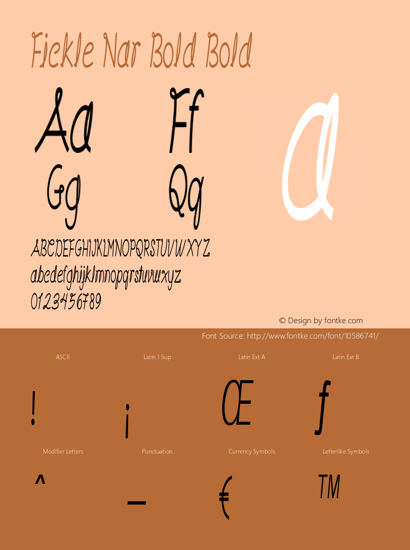 Fickle Nar Bold Bold Version 1.000 Font Sample