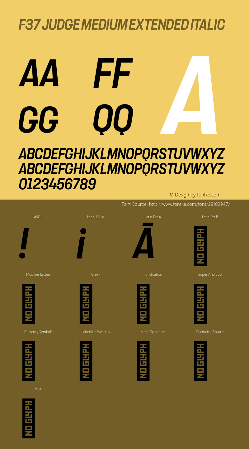 F37Judge-MediumExtendedItalic Version 1.000 | wf-rip DC20190330 Font Sample