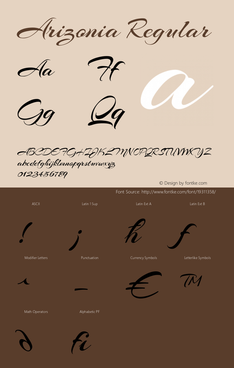 Arizonia Regular Version 1.004 Font Sample