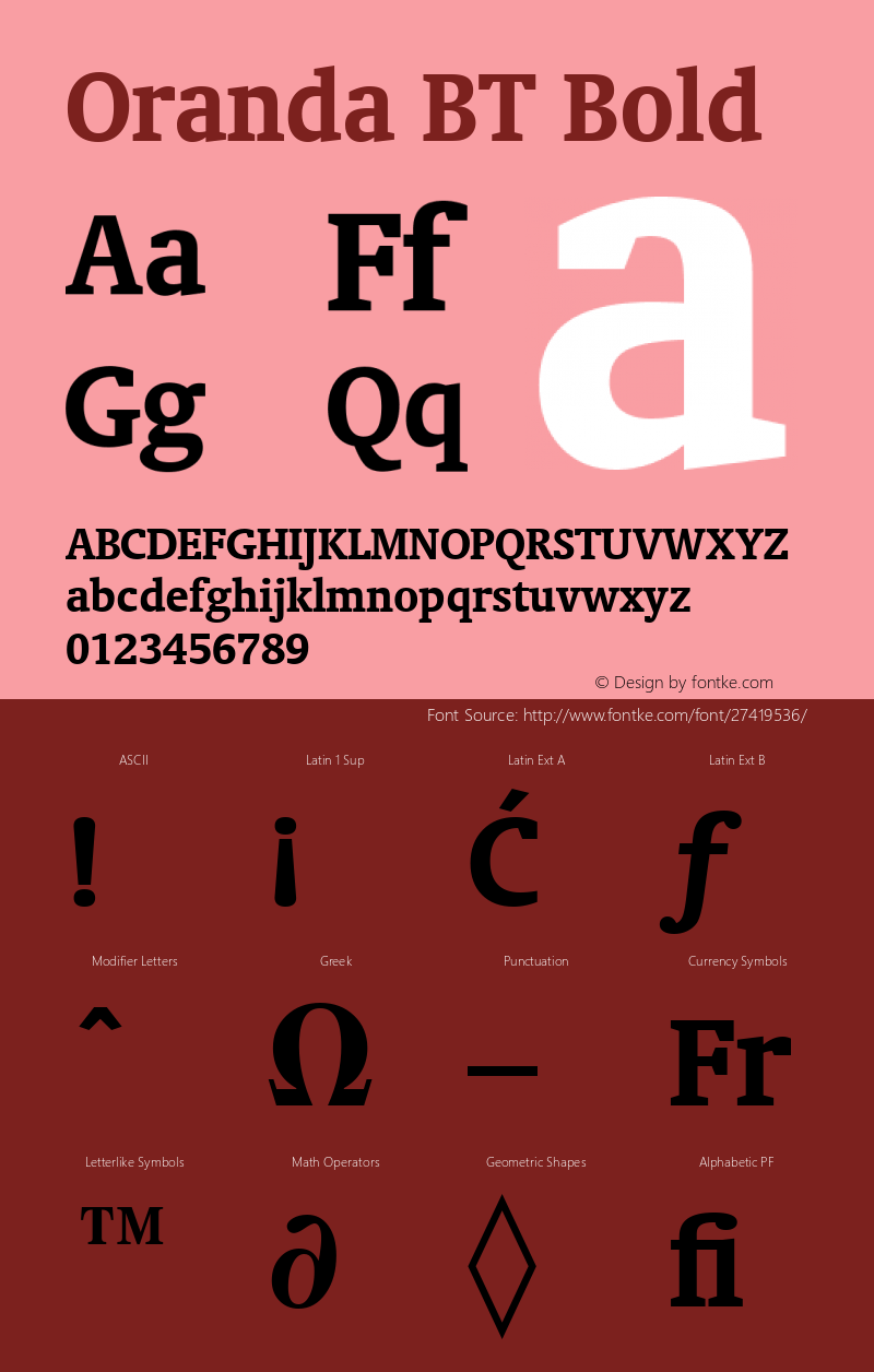 Oranda BT Bold Version 1.01 emb4-OT Font Sample