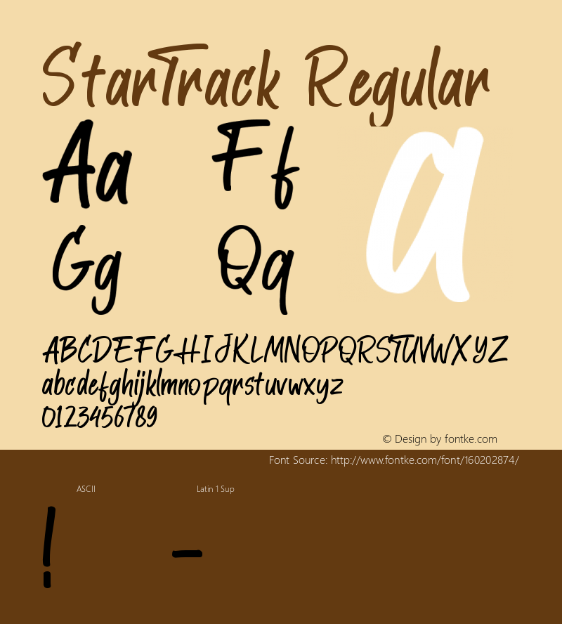 StarTrack Version 1.00;May 7, 2020;FontCreator 11.5.0.2430 32-bit Font Sample