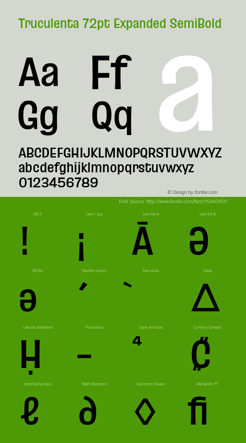 Truculenta 72pt Expanded SemiBold Version 1.002; ttfautohint (v1.8.3) Font Sample