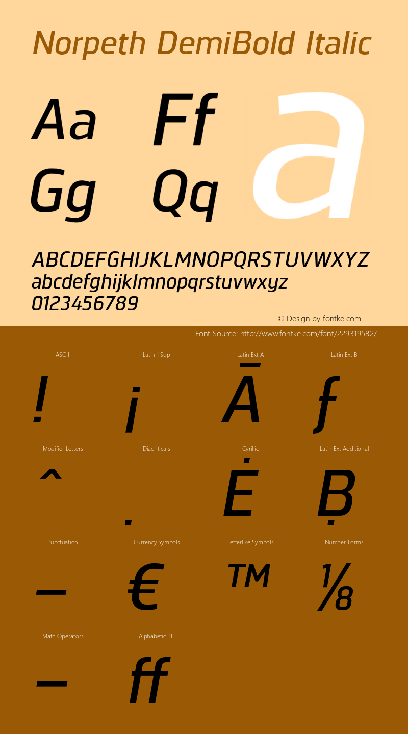 Norpeth DemiBold Italic Version 1.001;PS 001.001;hotconv 1.0.70;makeotf.lib2.5.58329图片样张