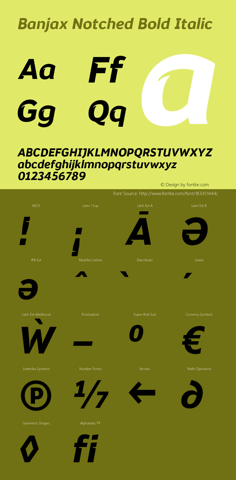 Banjax Notched Bold Italic Version 1.000;PS 001.000;hotconv 1.0.88;makeotf.lib2.5.64775图片样张