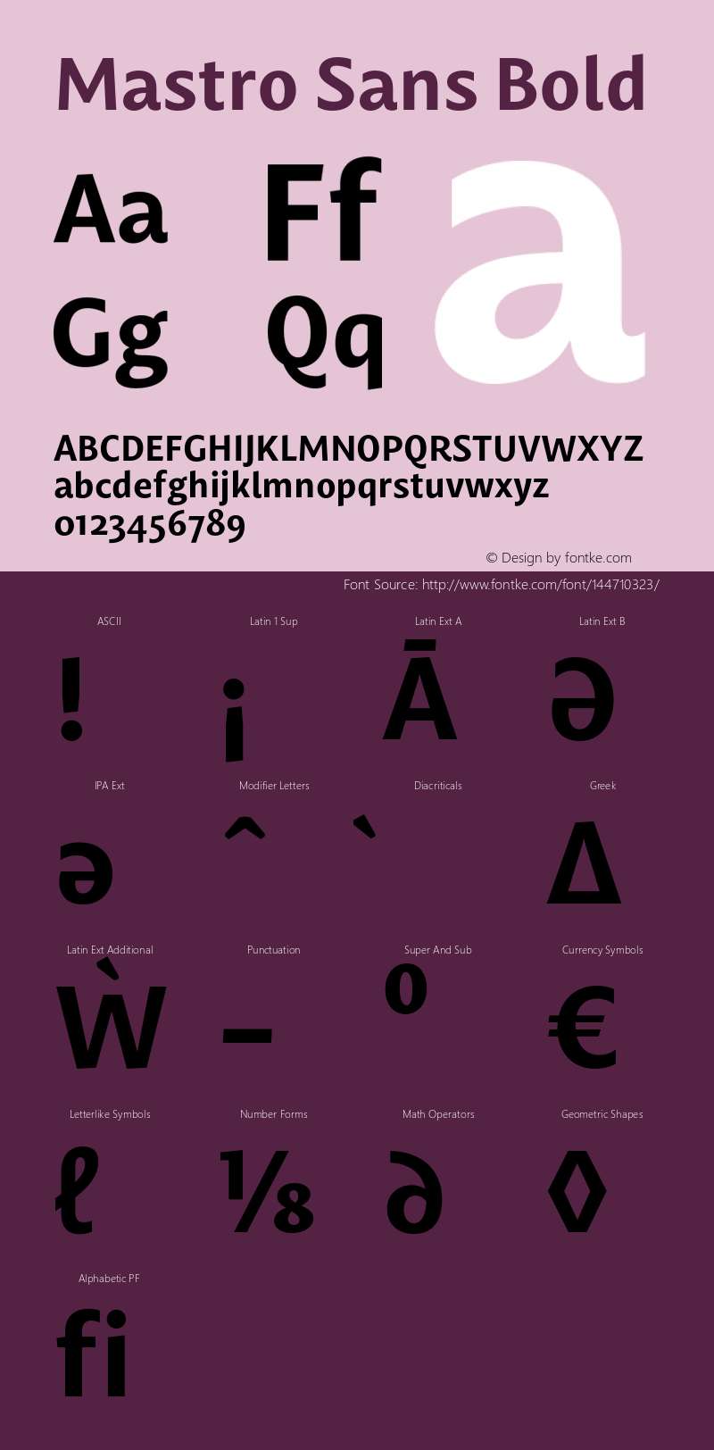 Mastro Sans Bold Version 1.000;PS 001.000;hotconv 1.0.88;makeotf.lib2.5.64775 Font Sample