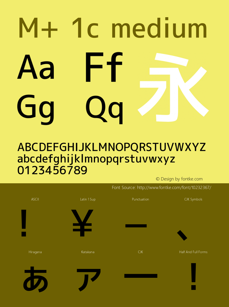 M+ 1c medium Version 1.012 Font Sample