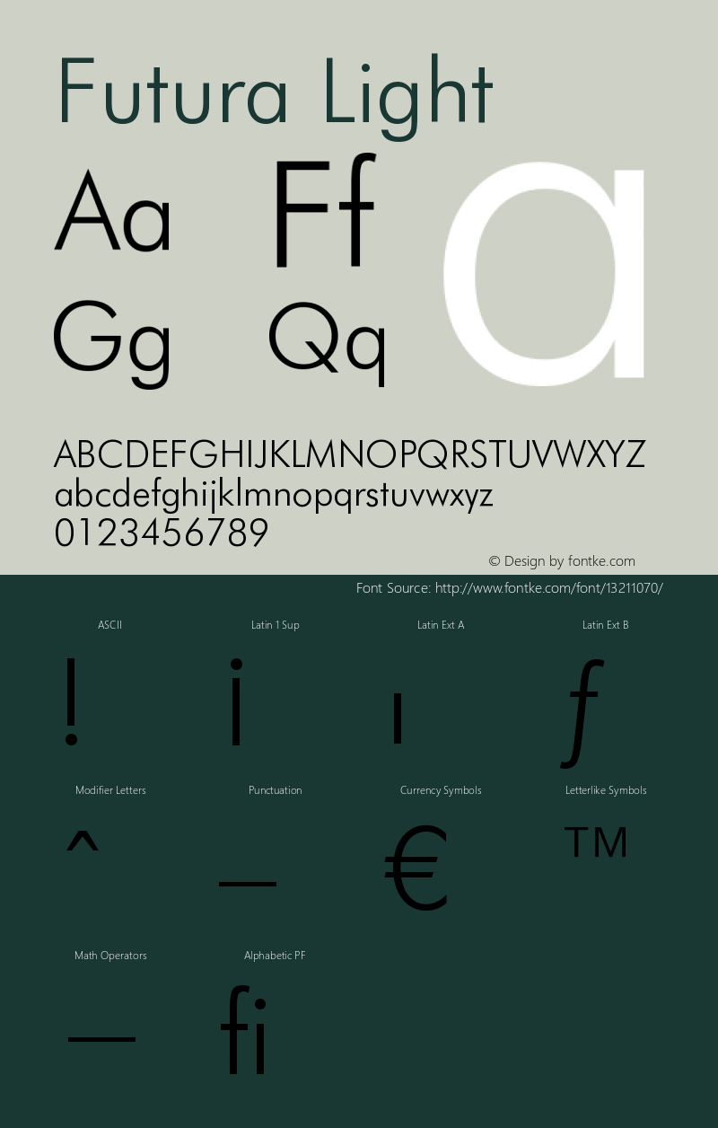 Futura Light Version 003.001 Font Sample