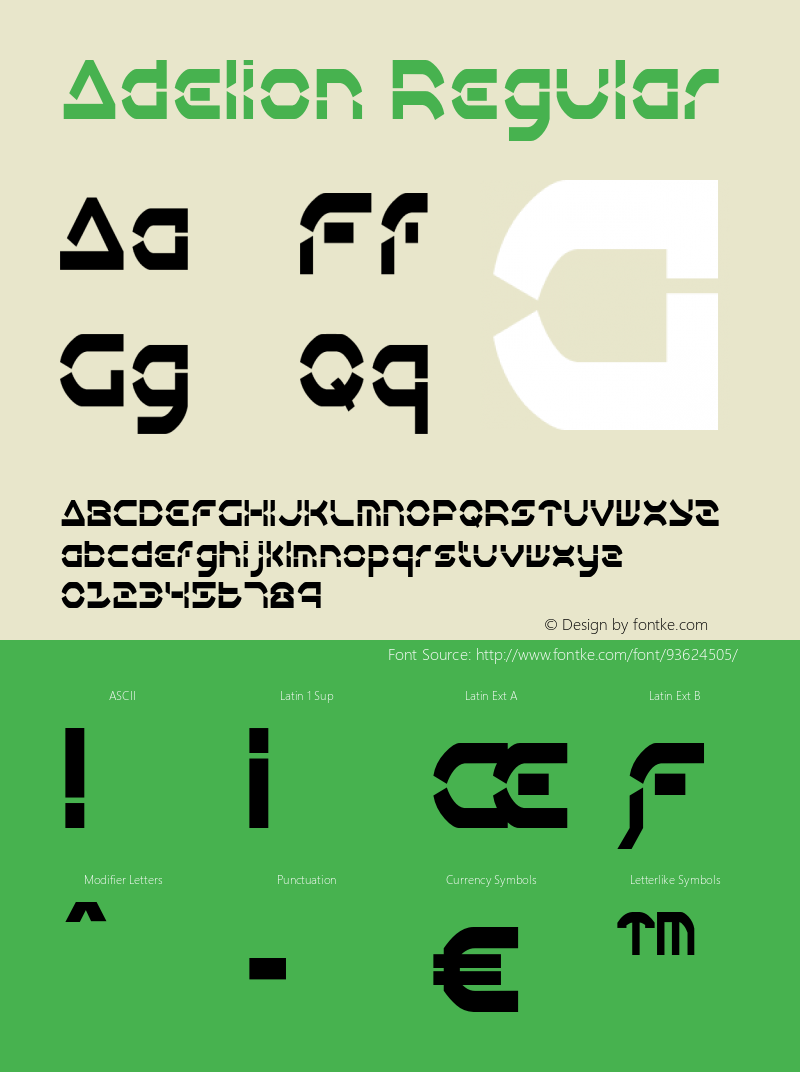 Adelion-CondensedRegular Version 1.000 Font Sample