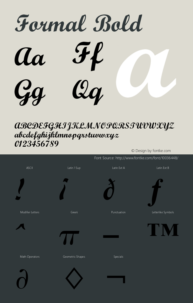 Formal Bold Font Version 2.6; Converter Version 1.10 Font Sample