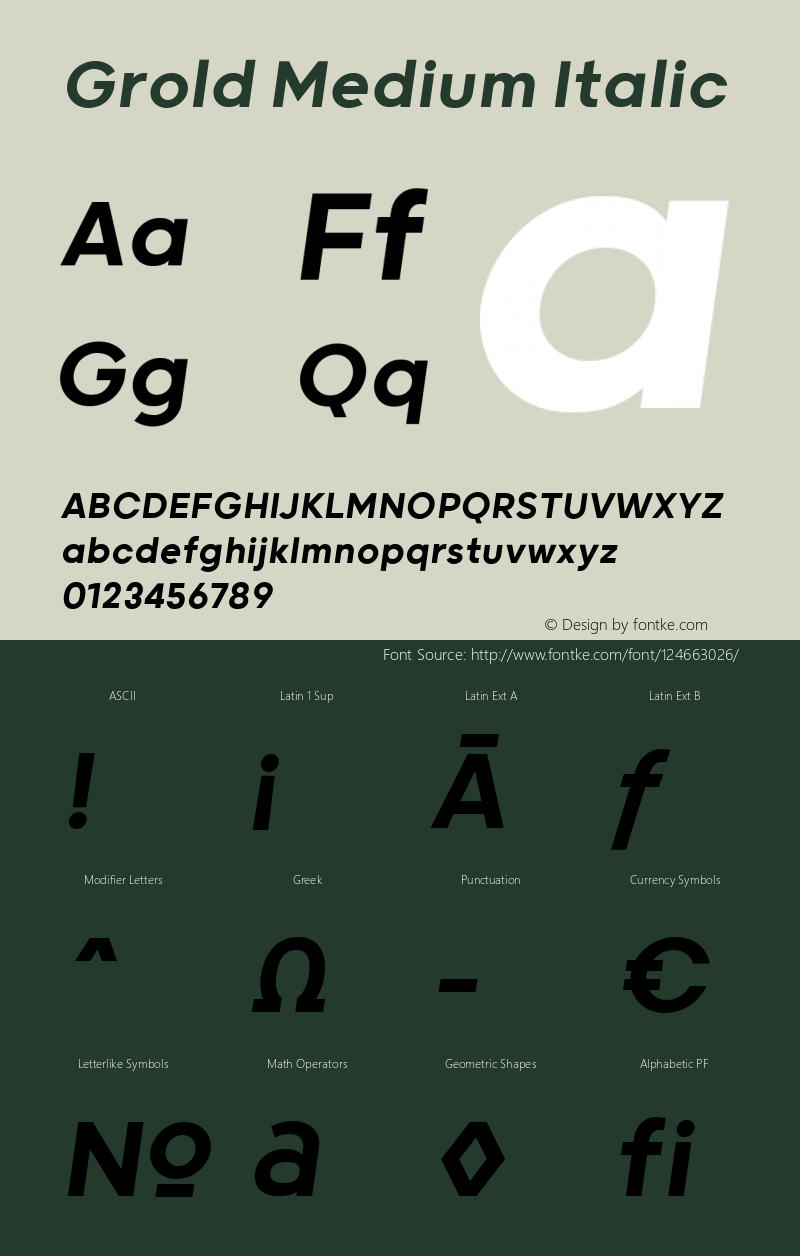 Grold Medium Italic 1.000 Font Sample