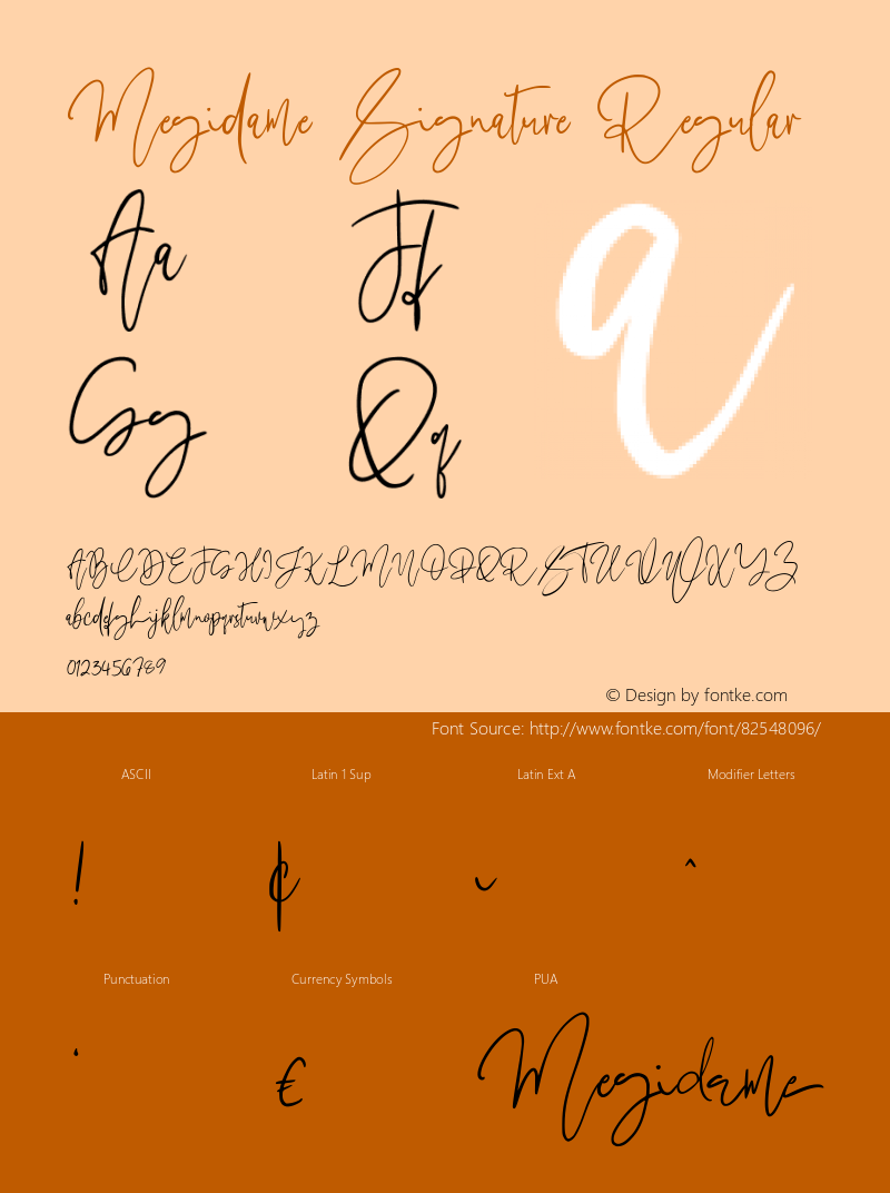 MegidameSignature Version 1.000 Font Sample