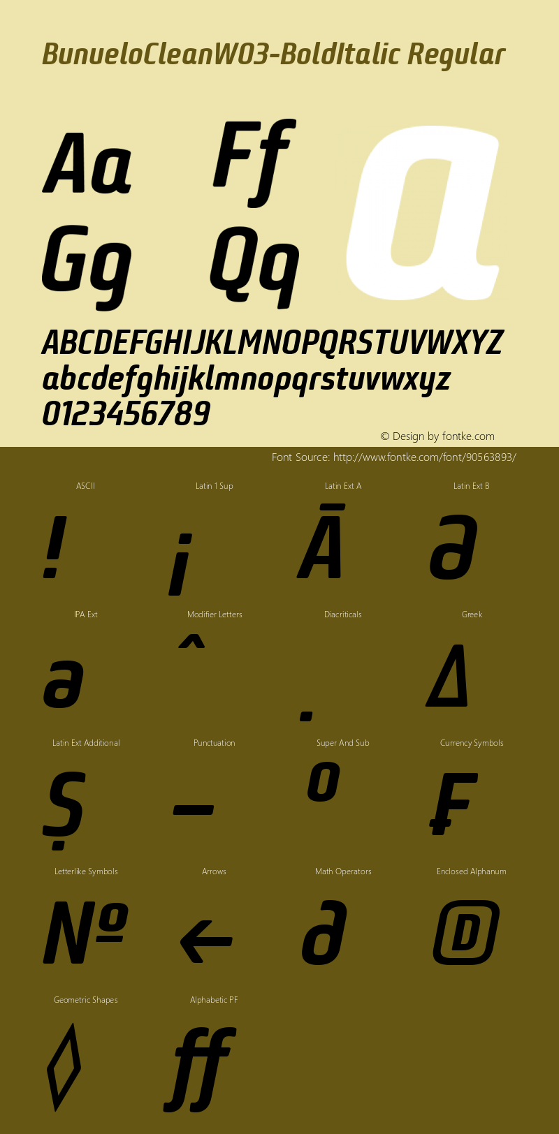 Bunuelo Clean W03 Bold Italic Version 1.24 Font Sample