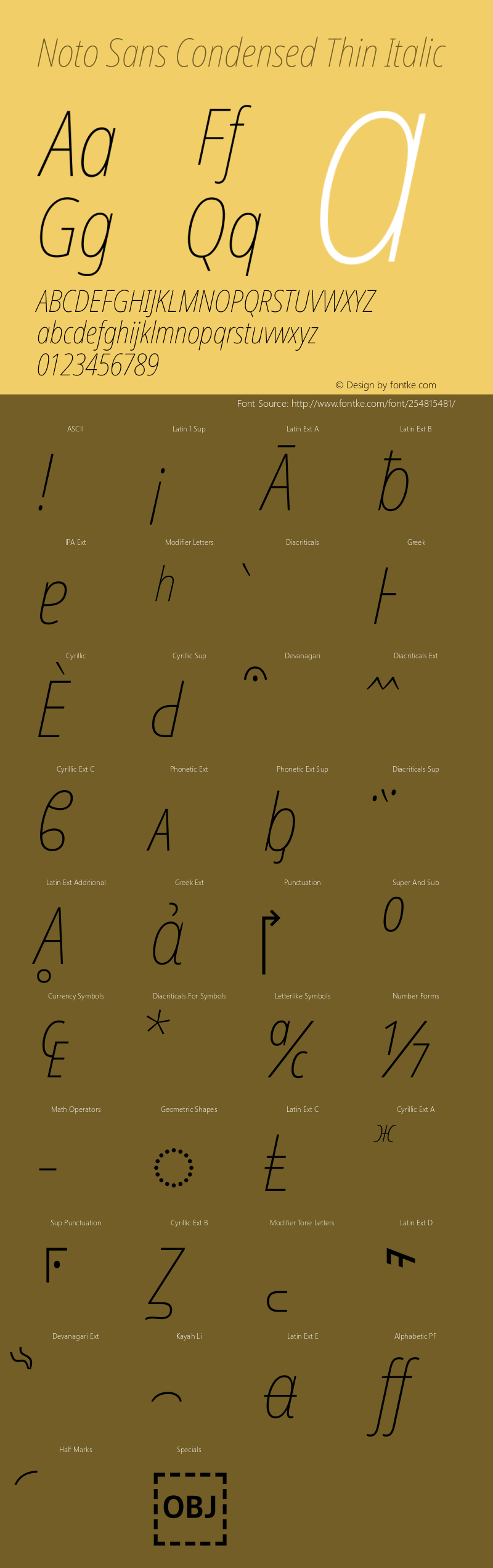 Noto Sans Condensed Thin Italic Version 2.013图片样张