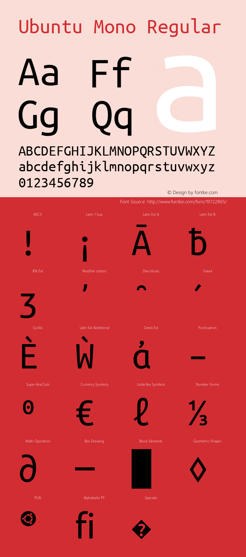 Ubuntu Mono Version 0.80 Font Sample