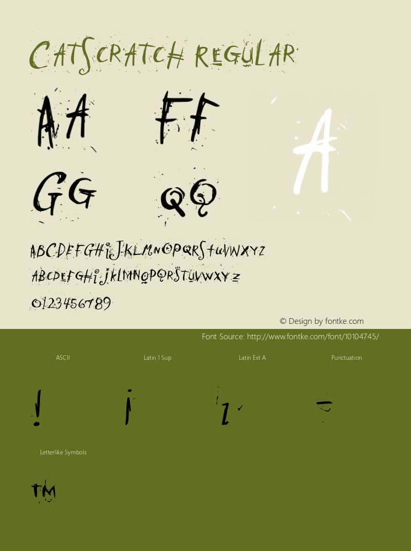 CatScratch Regular Macromedia Fontographer 4.1 20/05/2002 Font Sample