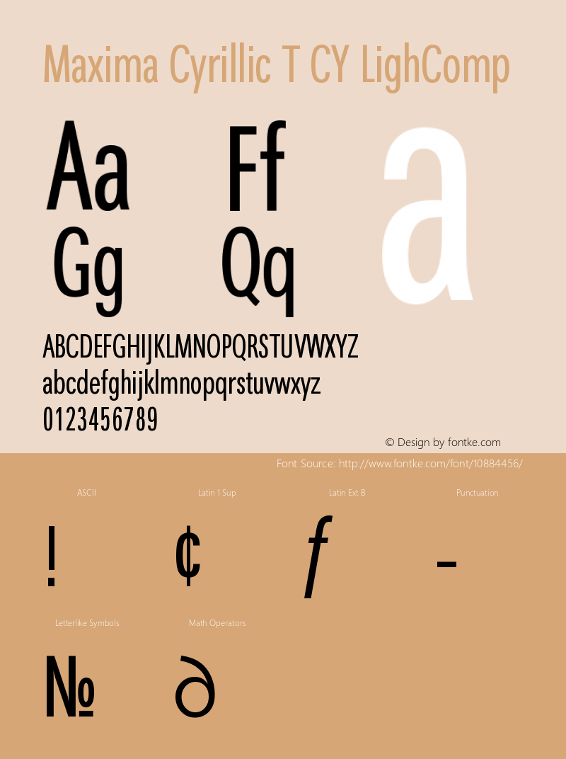 Maxima Cyrillic T CY LighComp Version 001.005 Font Sample