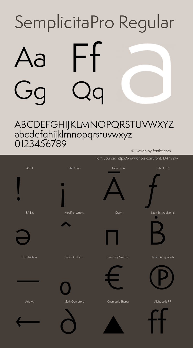 SemplicitaPro Regular Version 0.000 2011 initial release Font Sample