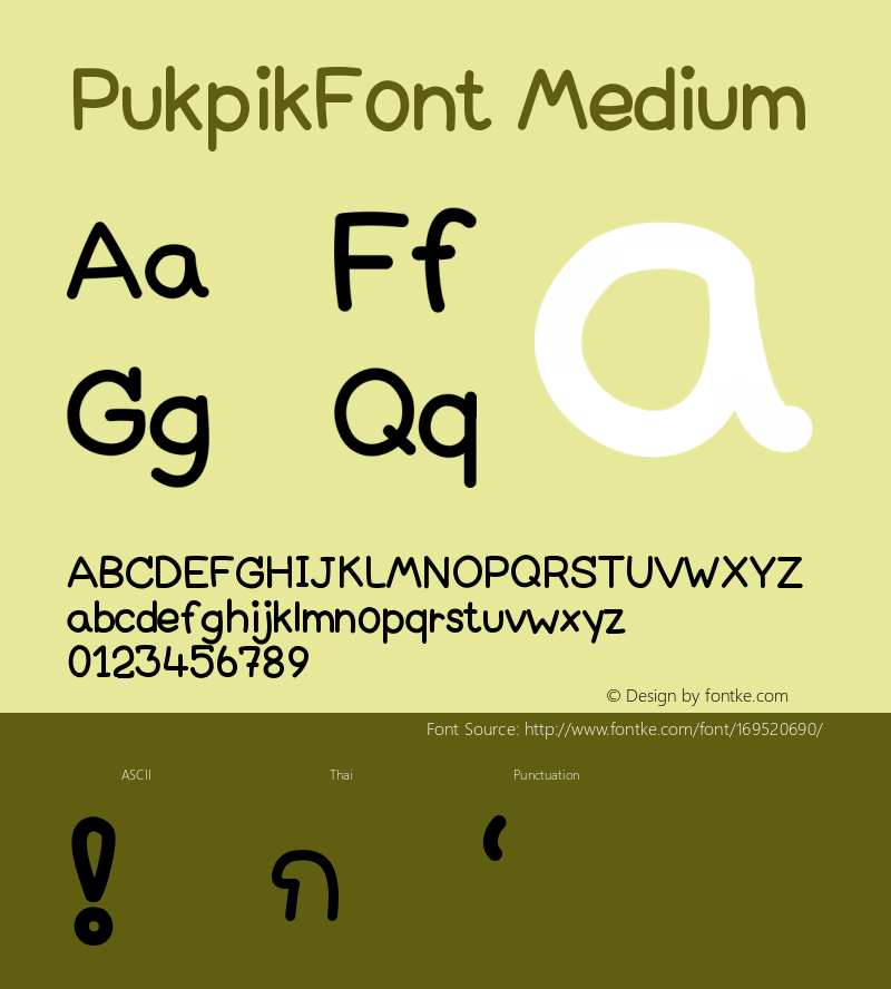 PukpikFont Version 001.000图片样张