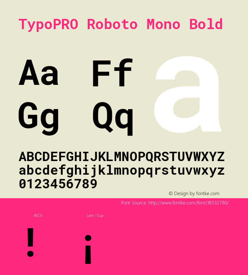 TypoPRO Roboto Mono Bold Version 2.000986; 2015; ttfautohint (v1.3) Font Sample
