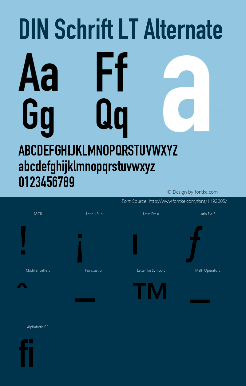 DIN Schrift LT Alternate Version 006.000 Font Sample