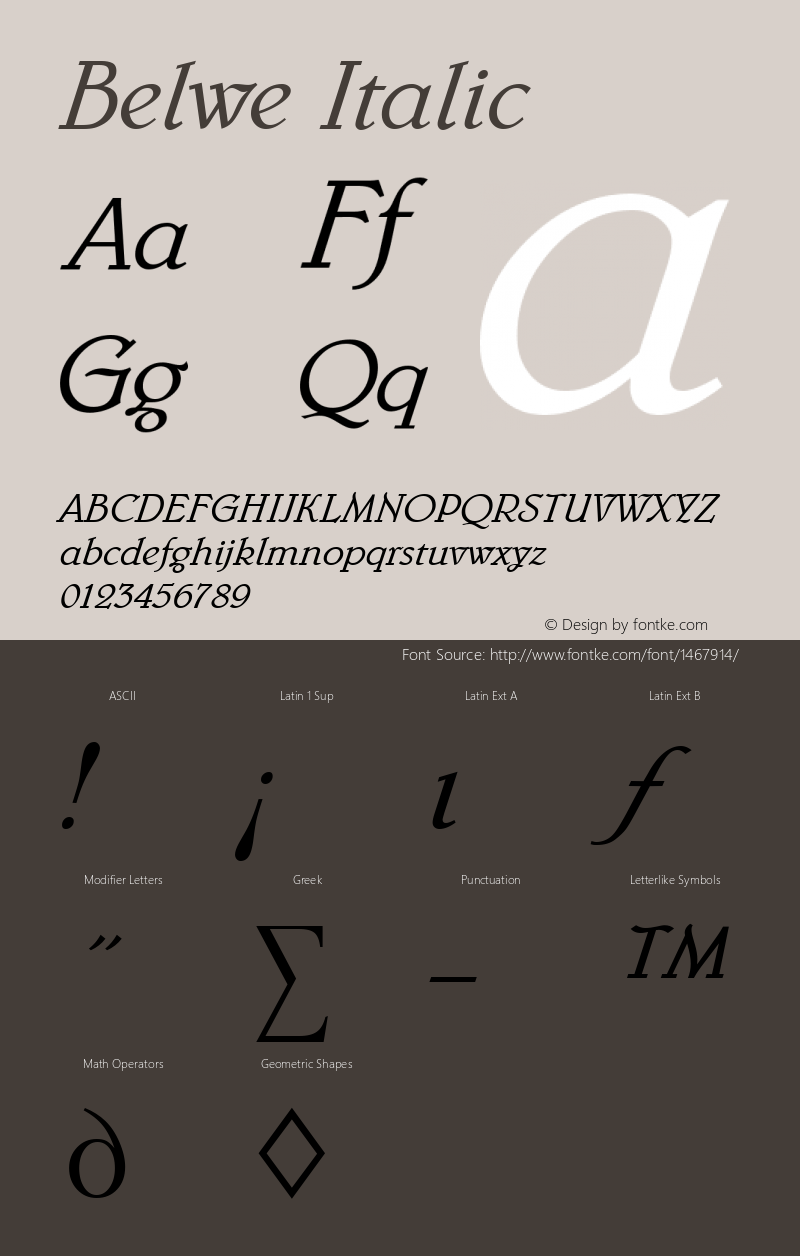 Belwe Italic Altsys Fontographer 3.5  4/10/93 Font Sample
