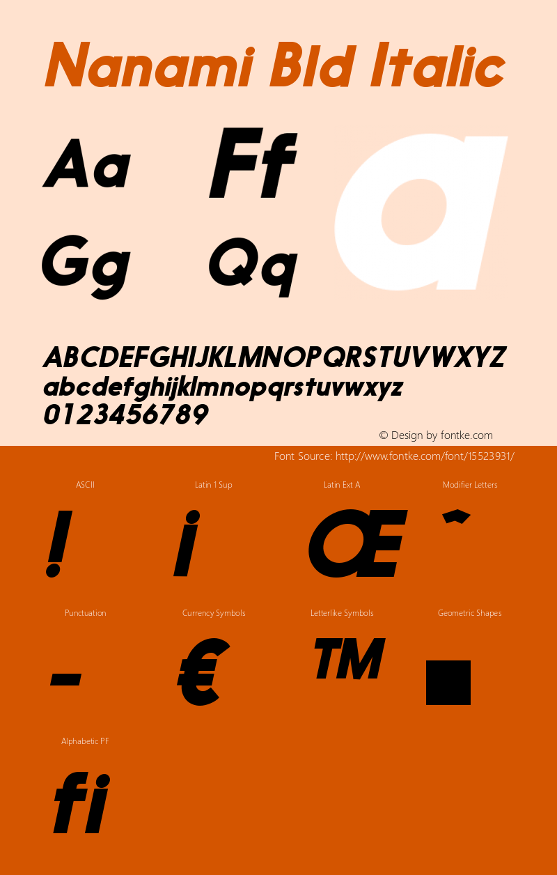 Nanami Bld Italic Version 1.003 Font Sample