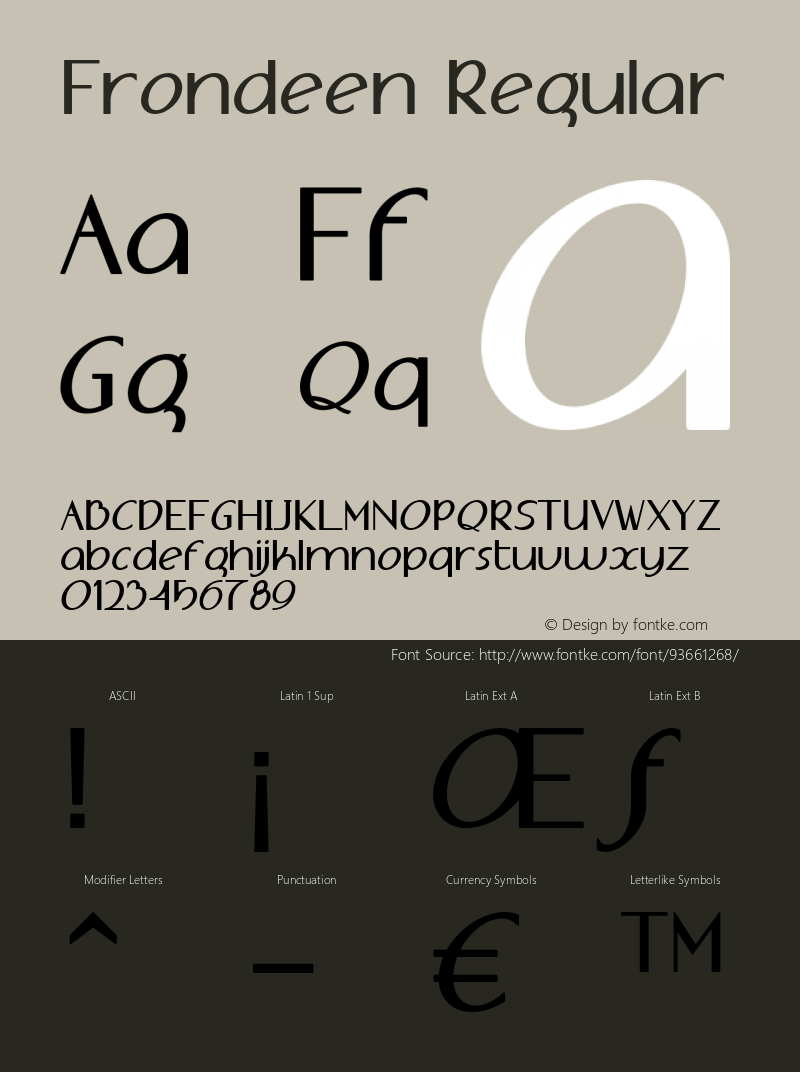 Frondeen Version 1.000 Font Sample