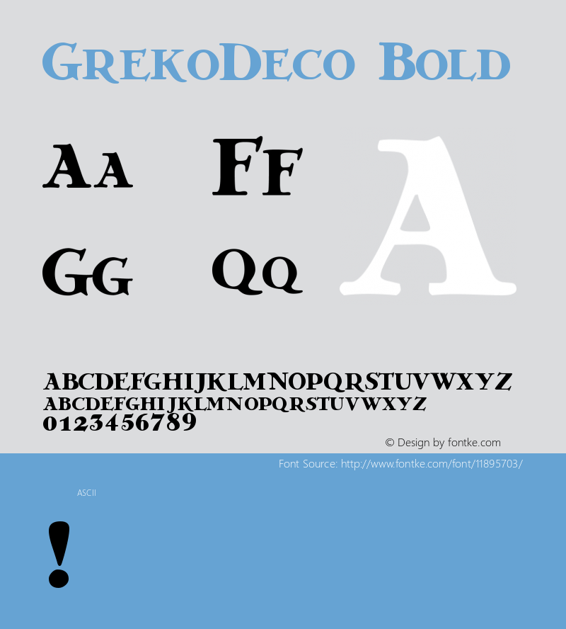 GrekoDeco Bold version 1.1  April 1996 Font Sample