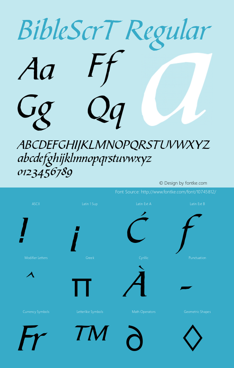 BibleScrT Regular Version 001.005 Font Sample