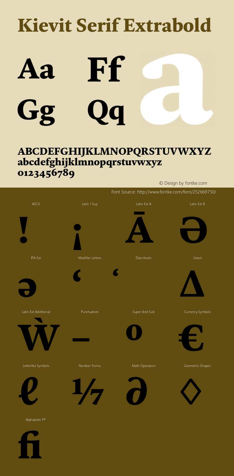 Kievit Serif Extrabold Version 7.700, build 1040, FoPs, FL 5.04图片样张